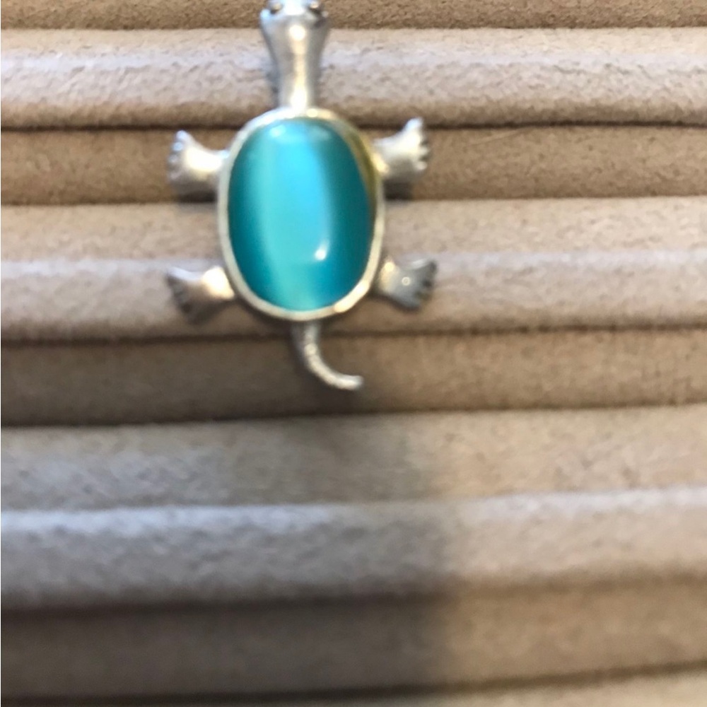 Silver .925 Turtle Pendant with Blue Stone